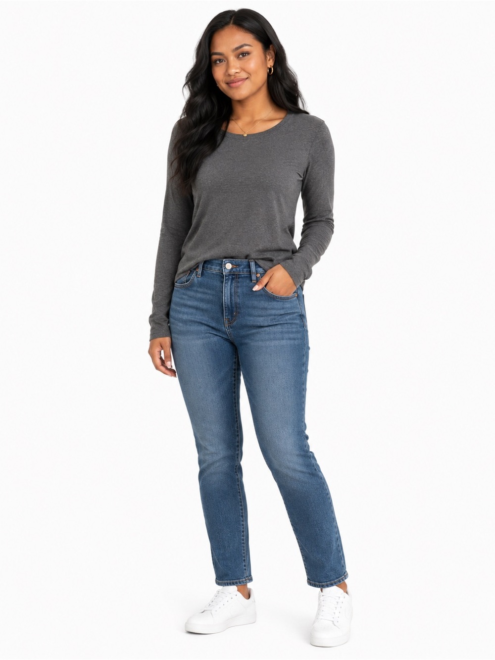 Joe Fresh Basic T Gray Long Sleeve Tee – Size Medium